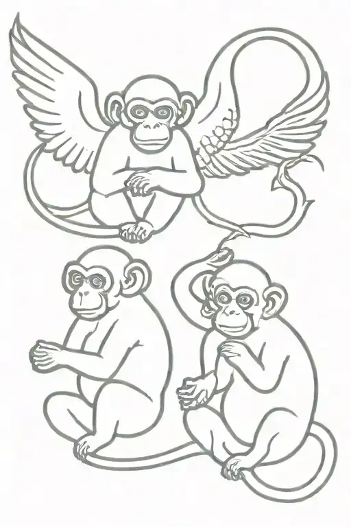 the 3 monkeys as angels tattoo design idea