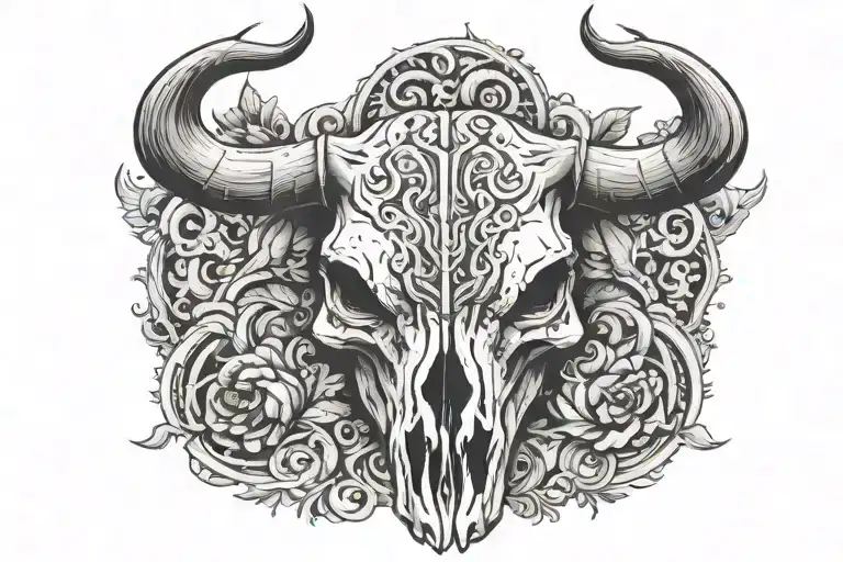 Bull skull tattoo design idea
