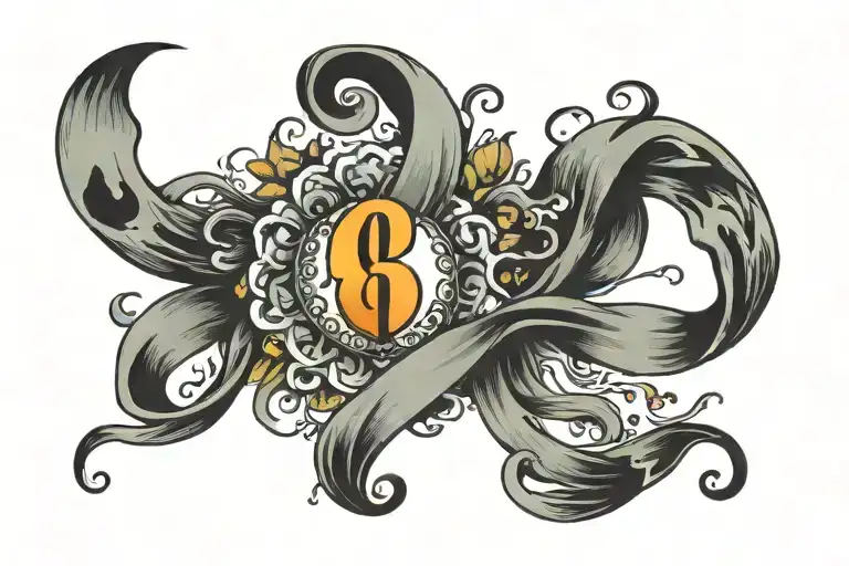 semi colon with mental health ribbon wrapped tattoo design idea