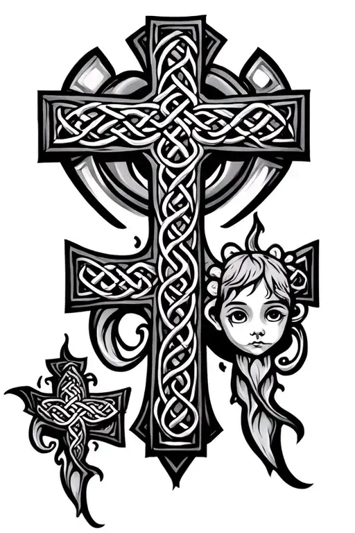Celtic cross father and son matching tattoos based tattoo design idea