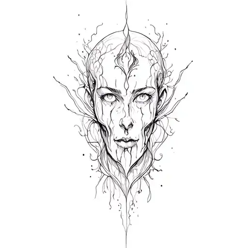 A dark, mysterious tattoo design that symbolizes inner pain and emotional scars, blended with elements of vulnerability  tattoo design idea