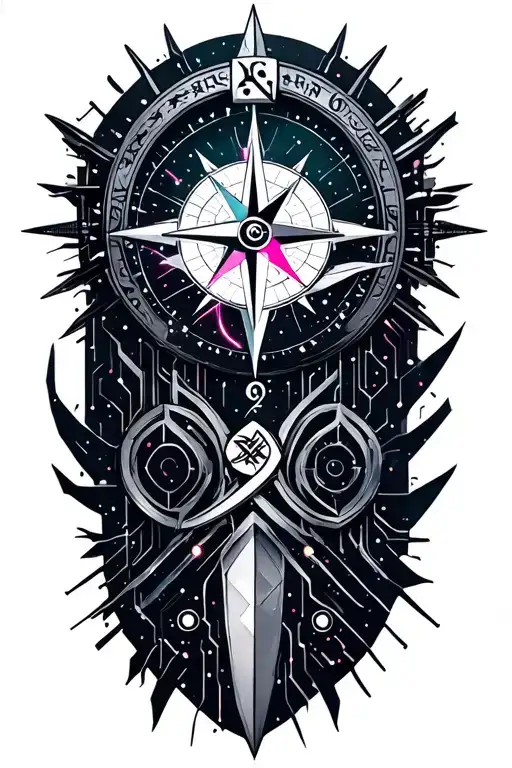 nordic compass viking flair tattoo design idea