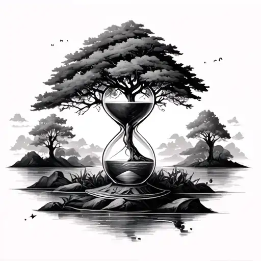 Tree Hourglass tattoo design idea