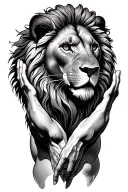 lion Atlas with human body holding up the world tattoo design idea