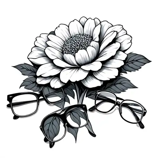 lot of glasses around ugly flower  tattoo design idea