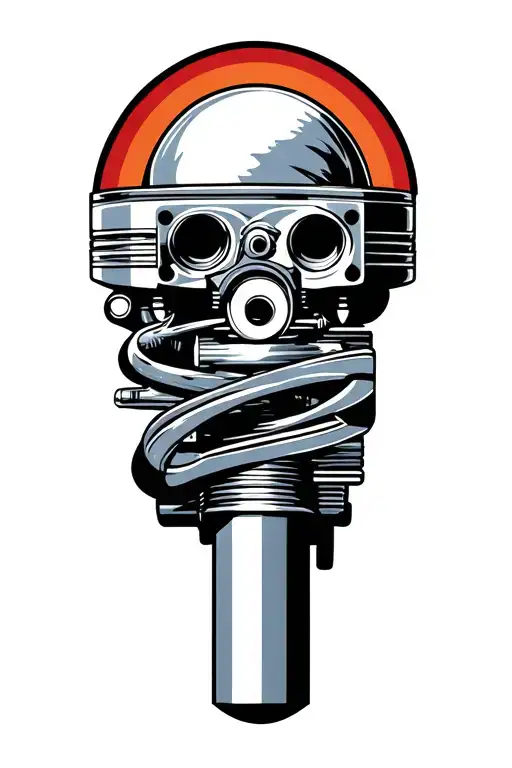 speed car piston motor engine intertwined tattoo design idea