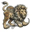 Lion and Karma spinal tattoo tattoo design idea