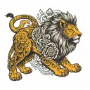Lion and Karma spinal tattoo tattoo design idea