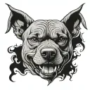 Pitbull dog, angry with old school fangs tattoo design idea