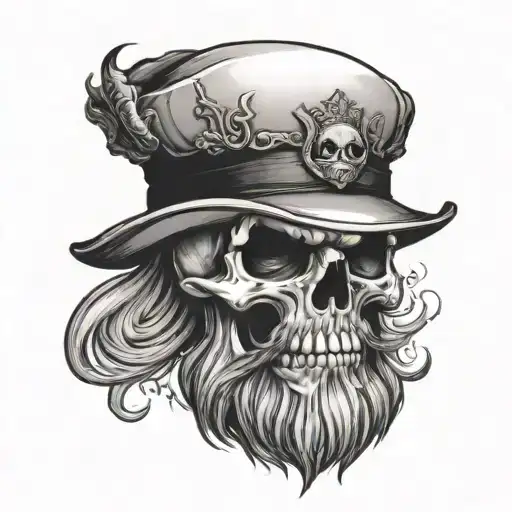 skull with beard smoking airbrush  tattoo design idea