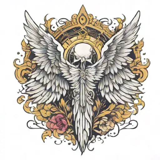 icarus wings decaying tattoo design idea