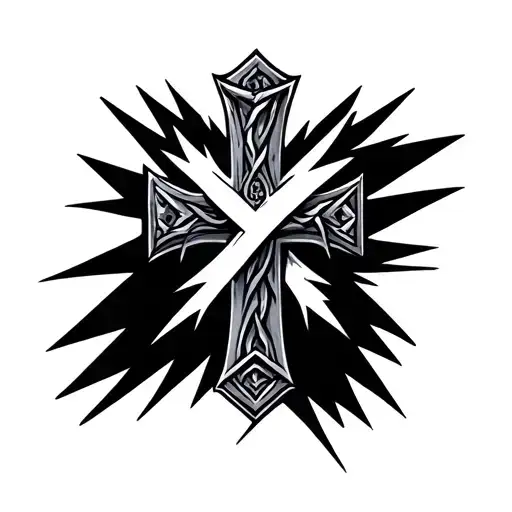 Nordic Cross with lightning tattoo design idea