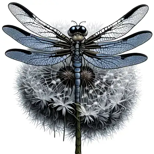 Dandelion Dragonfly tattoo design idea