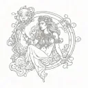 Aquarius goddess next to Leo god tattoo design idea