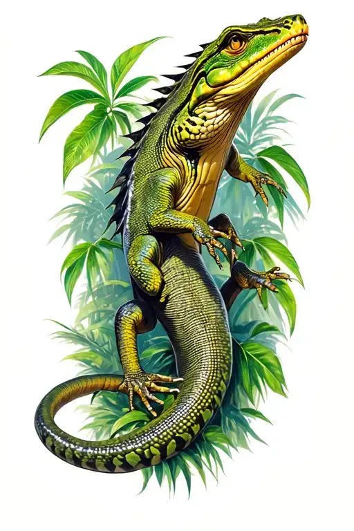 Rainforest with reptiles tattoo design idea