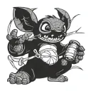 Stitch from Lilo & Stitch practicing jujitsu moves tattoo design idea