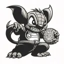 Stitch from Lilo & Stitch practicing jujitsu moves tattoo design idea