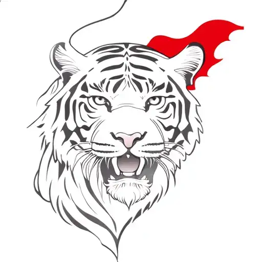 albanian flag mixed with tiger emerging tattoo design idea