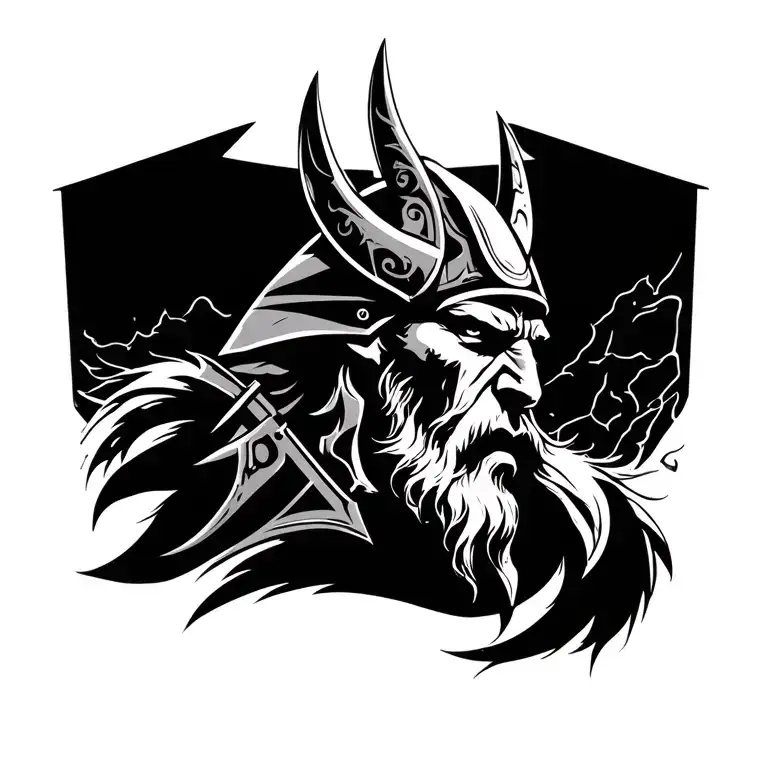 vikings warrior black tattoo design idea