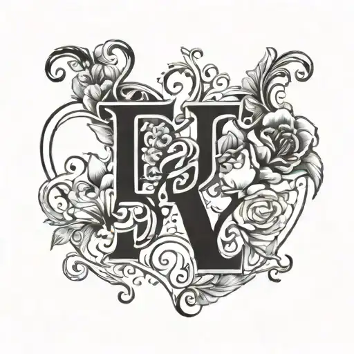 letter F&P together representing the client's love inside a heart tattoo design idea
