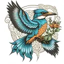 kingfisher flying tattoo design idea