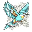 kingfisher flying tattoo design idea