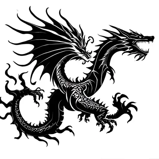 dragon flying towards the sun tattoo design idea