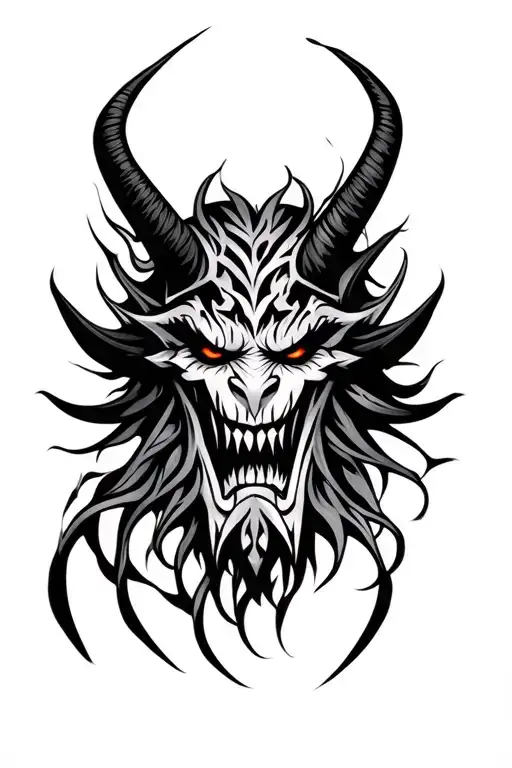 tribal face demon frontal tattoo design idea