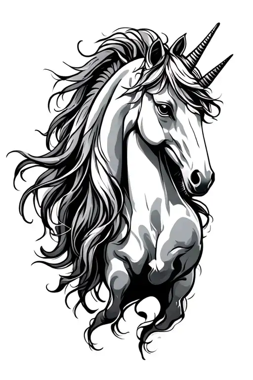 Symbol of freedom, independence, sensitivity and secret love with a little unicorn tattoo design idea