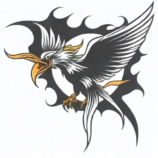 phoenix flying tattoo design idea