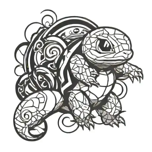 squirtle Pokémon playing tattoo design idea