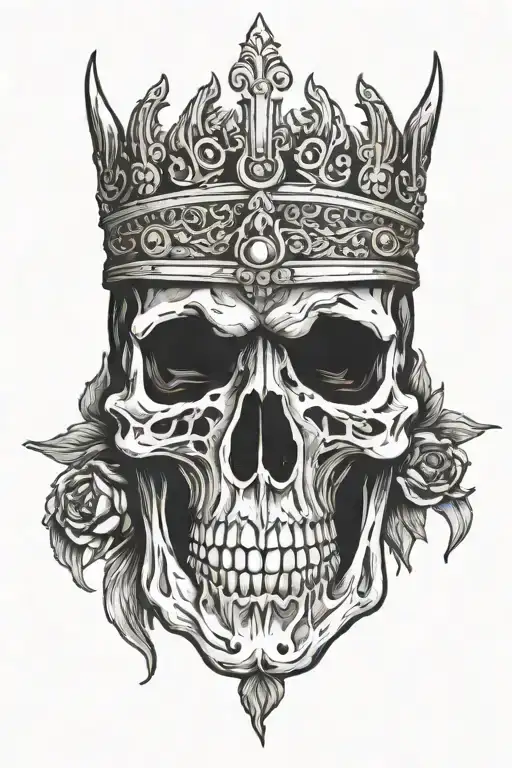 Viking skull wearing a crown tattoo design idea