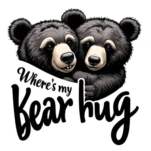 ""Where's my bear hug"- Pa" big bear and little bear hugging each other tattoo design idea