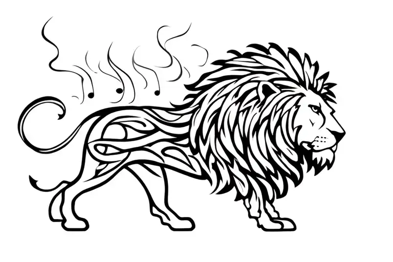 Rasta Lion (not the basic one): A bold lion with dreadlocks made from smoke, vines, or Jamaican musical notes — fierce e tattoo design idea