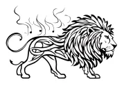 Rasta Lion (not the basic one): A bold lion with dreadlocks made from smoke, vines, or Jamaican musical notes — fierce e tattoo design idea
