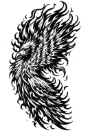 flaming Phoenix rising from ash tattoo design idea