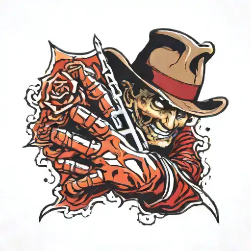 Freddy Kruger glove ripping through skin tattoo design idea