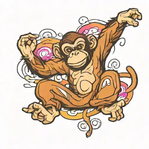 Dancing Monkey hiphop elements like graffiti tattoo design idea