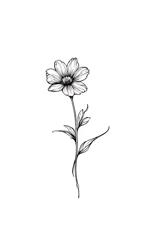 fine line violet flower in black and white tattoo design idea