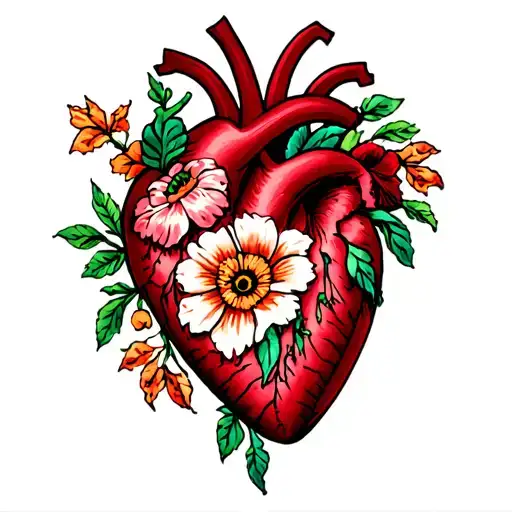 1977 in a heart with flowers tattoo design idea