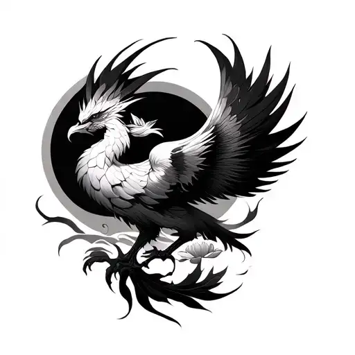 Phoenix Rising From Lotus tattoo design idea