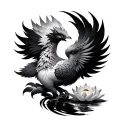 Phoenix Rising From Lotus tattoo design idea