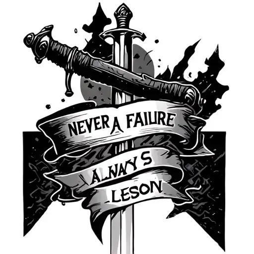 never a failure always a lesson i want that text in the tattoo and some kinda sword make it cool not that ugly tattoo design idea
