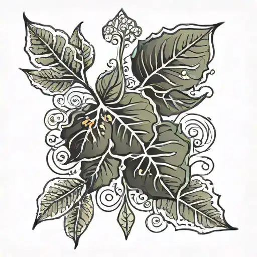 intricate fig leaf tattoo design idea