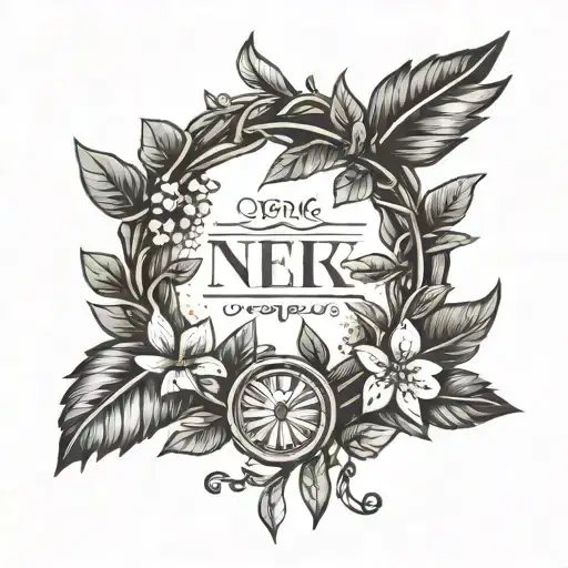 laurel wreath with Roman numerals tattoo design idea