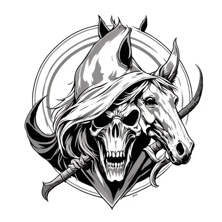 4 horsemen apocalypse reaper evil tattoo design idea