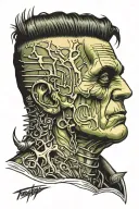 frankenstein with bold lines tattoo design idea