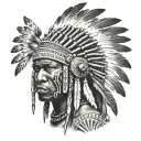 African Warrior With Native American headress tattoo design idea