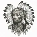African Warrior With Native American headress tattoo design idea