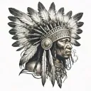African Warrior With Native American headress tattoo design idea